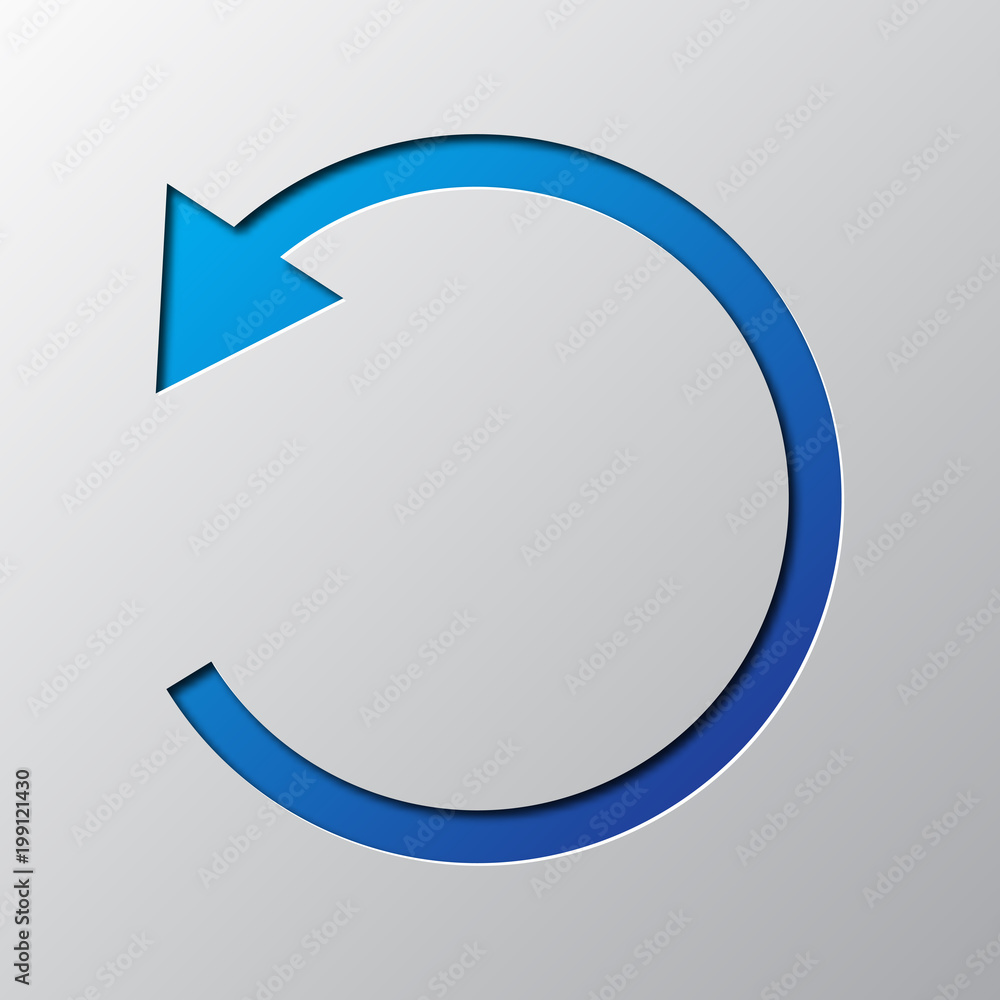 Paper art of the blue round arrow. Vector illustration. Paper art of the blue round arrow. Vector illustration.