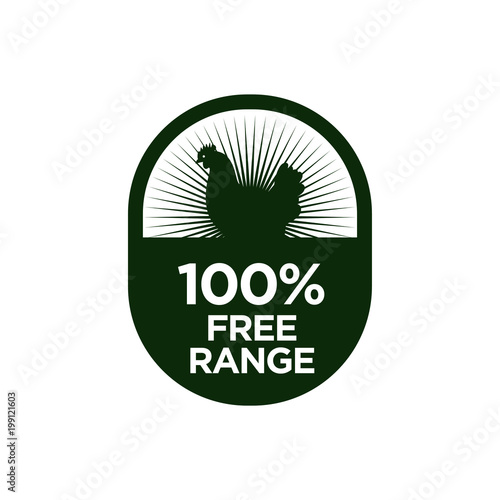 Free range 100% icon. Isolated vector illustraion.