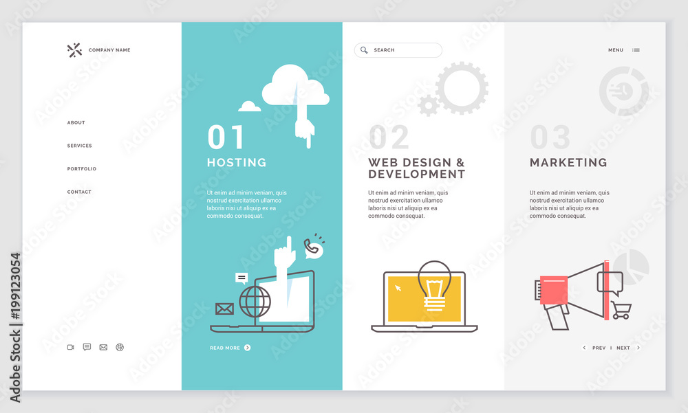 Effective website template design. Modern flat design vector illustration concept of web page design for website and mobile website development. Easy to edit and customize. Effective website template design. Modern flat design vector illustration concept of web page design for website and mobile website development. Easy to edit and customize.