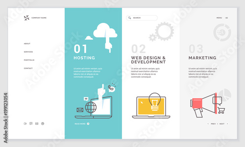 Effective website template design. Modern flat design vector illustration concept of web page design for website and mobile website development. Easy to edit and customize.