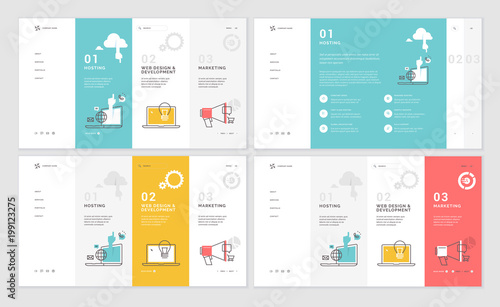 Set of website template designs. Modern vector illustration concepts of web page design for website and mobile website development. Easy to edit and customize.