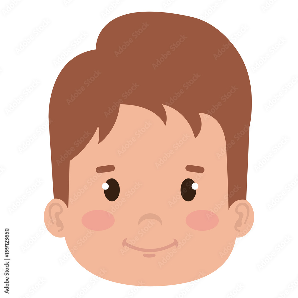 happy little boy head character vector illustration design