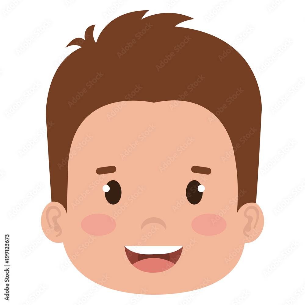 happy little boy head character vector illustration design