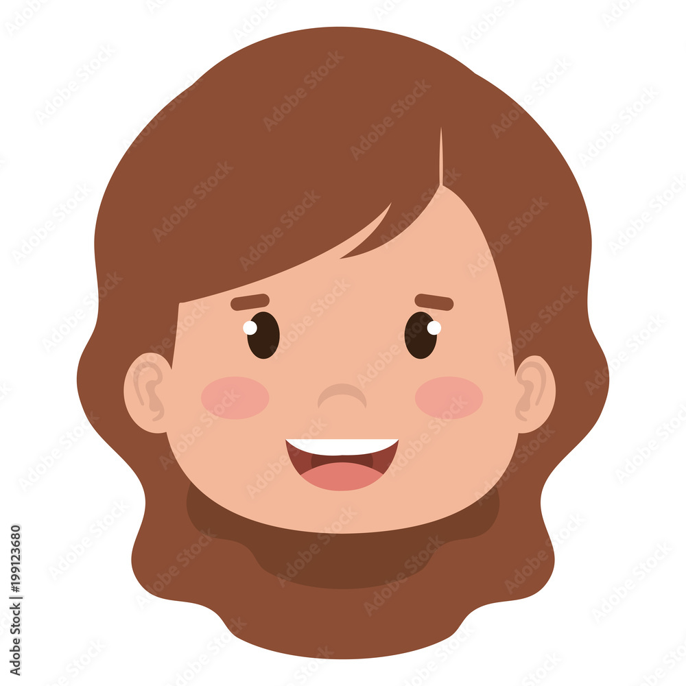 little girl head icon vector illustration design