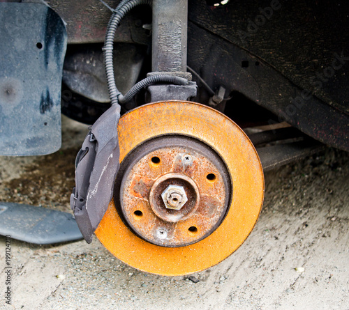 disc brake filled with car rust