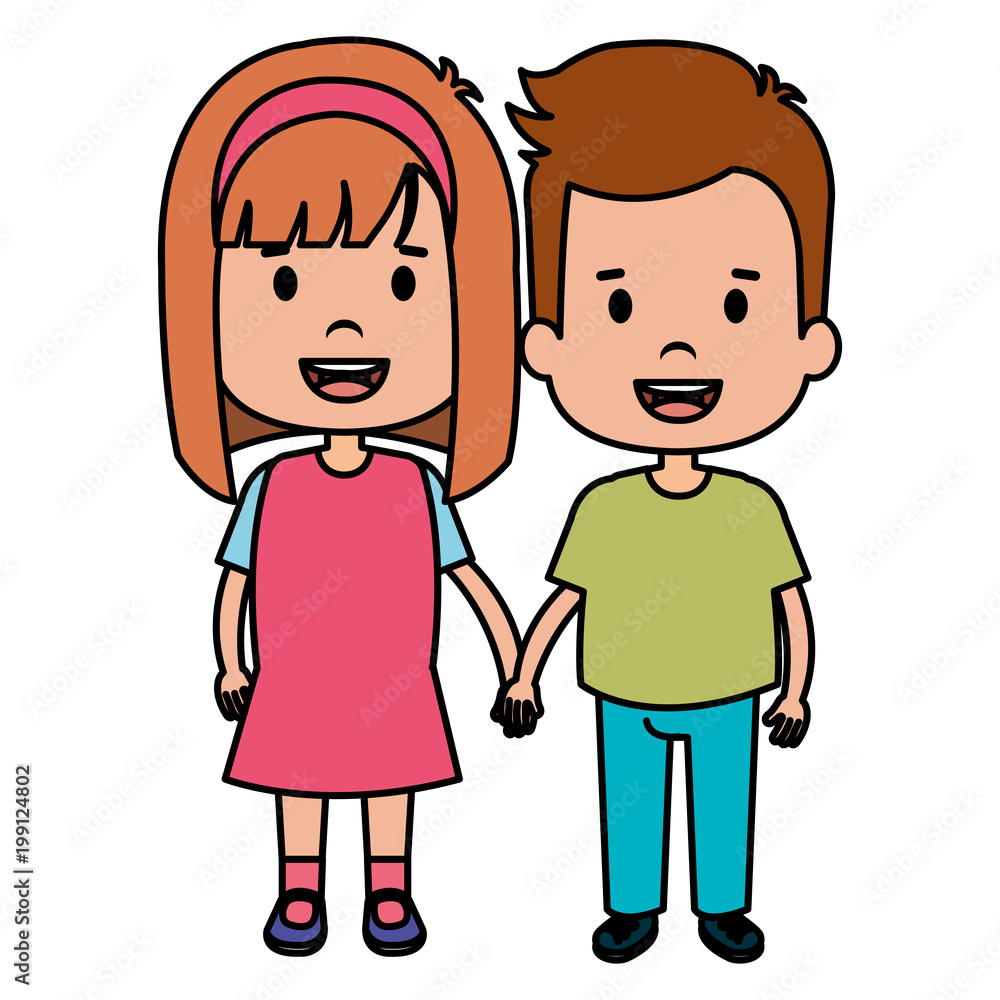 happy little couple characters vector illustration design happy little couple characters vector illustration design