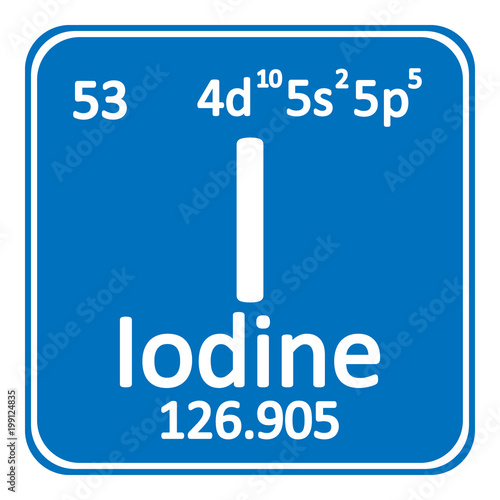 Periodic table element iodine icon.