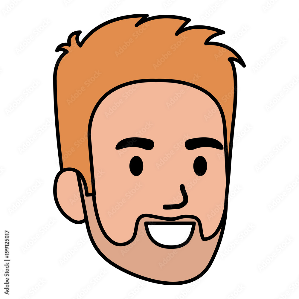 young man head with beard avatar character vector illustration design