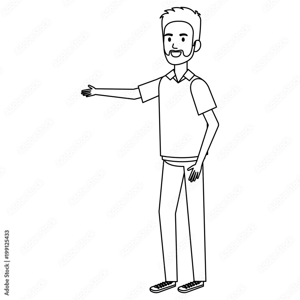 young man with beard avatar character vector illustration design