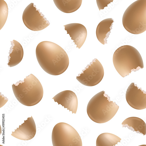 Realistic 3d Detailed Various Closeup Shell Eggs Seamless Pattern Background. Vector