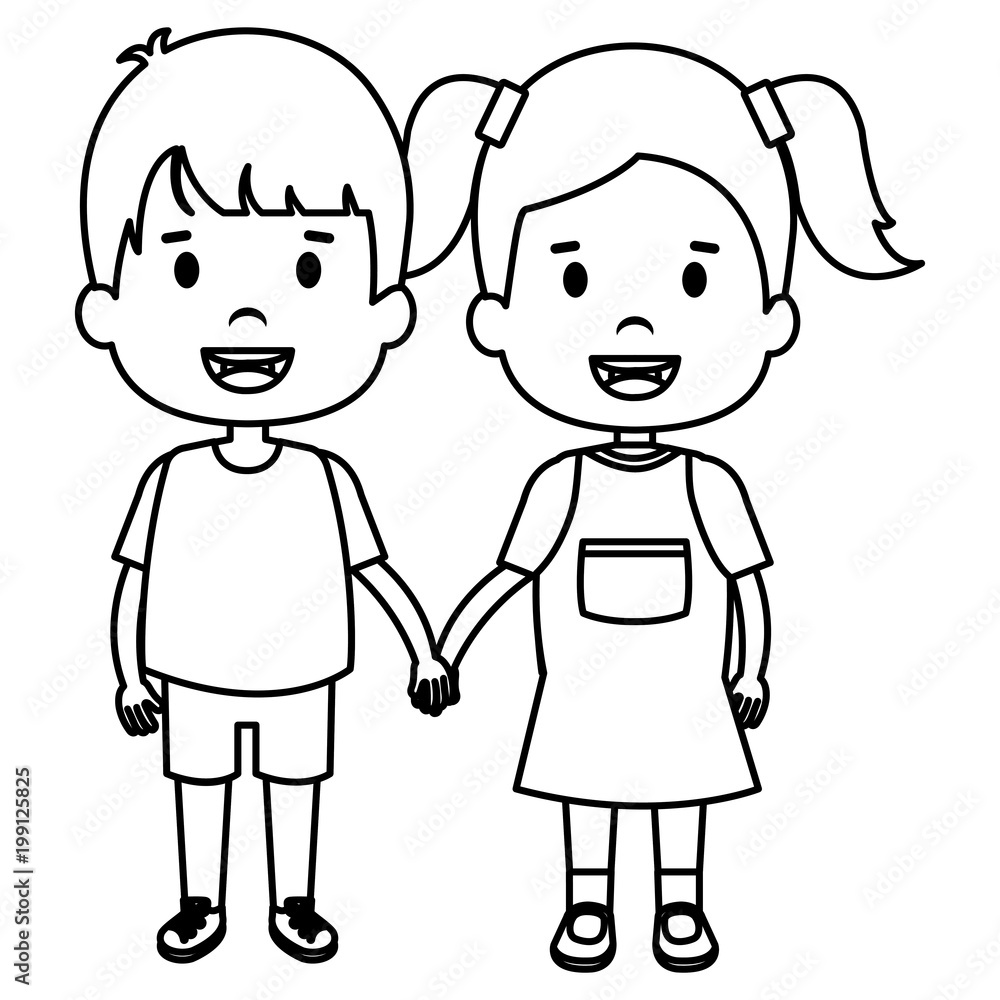 happy little couple characters vector illustration design happy little couple characters vector illustration design