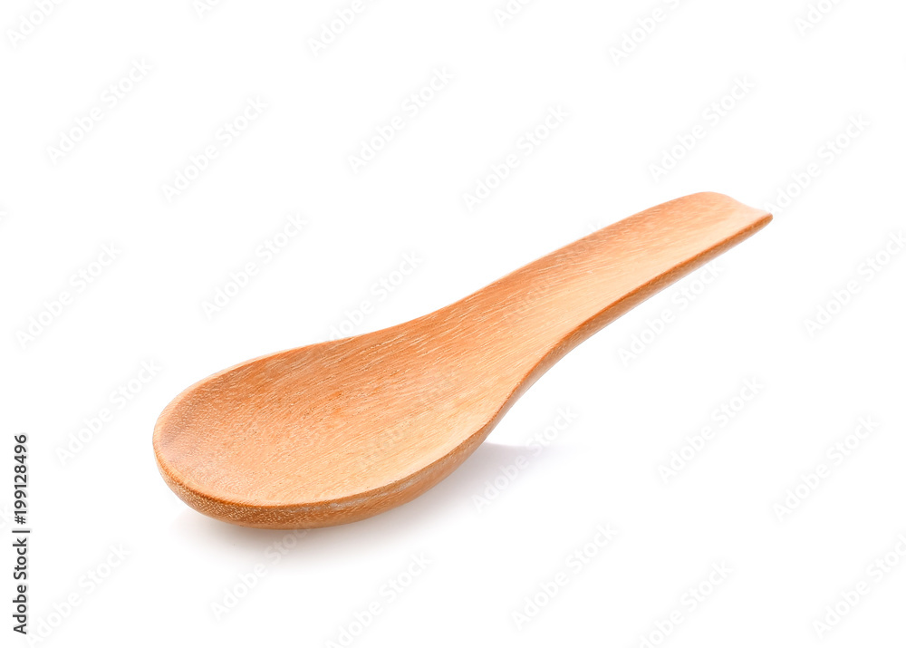 Wooden spoon on white background