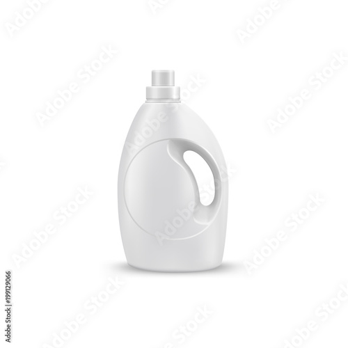 mock up liquid laundry detergent package, realistic blank plastic white bottles. Mockup for brand and package design