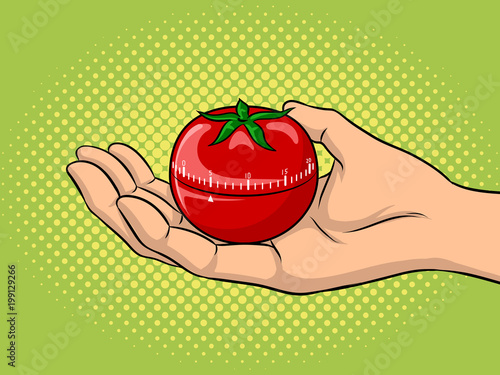 Tomato timer pop art vector illustration