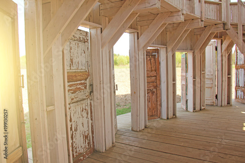 Many open doors in the art park Nikola-Lenivets, Russia. photo