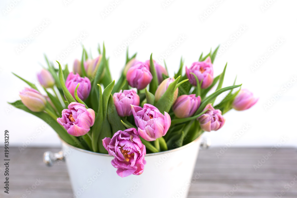 Tender pink tulips for mothers day