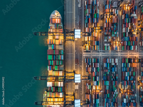 Kwai Tsing Container Terminals from drone view