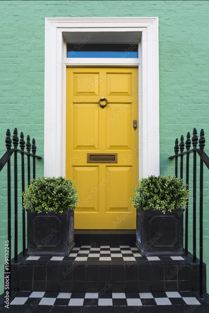 Fototapeta premium Colourful Entry & Door to a 18th Century Georgian London House, UK.
