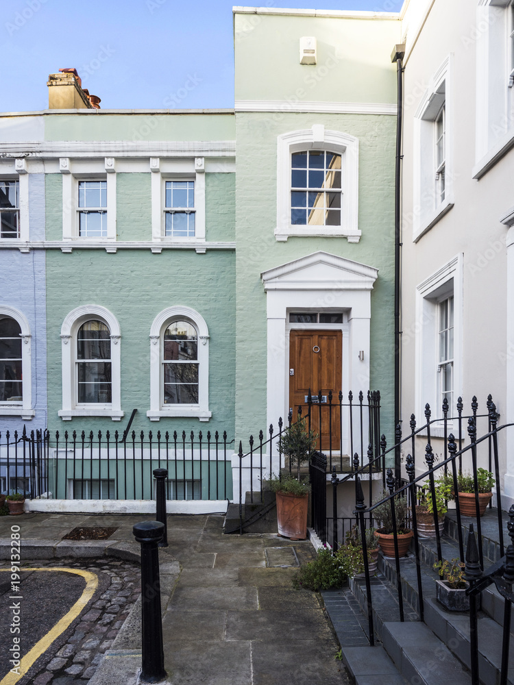 Colourful 18th Century Georgian London Street, UK. Colourful 18th Century Georgian London Street, UK.