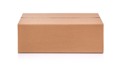 Cardboard mail box isolated on a white background.