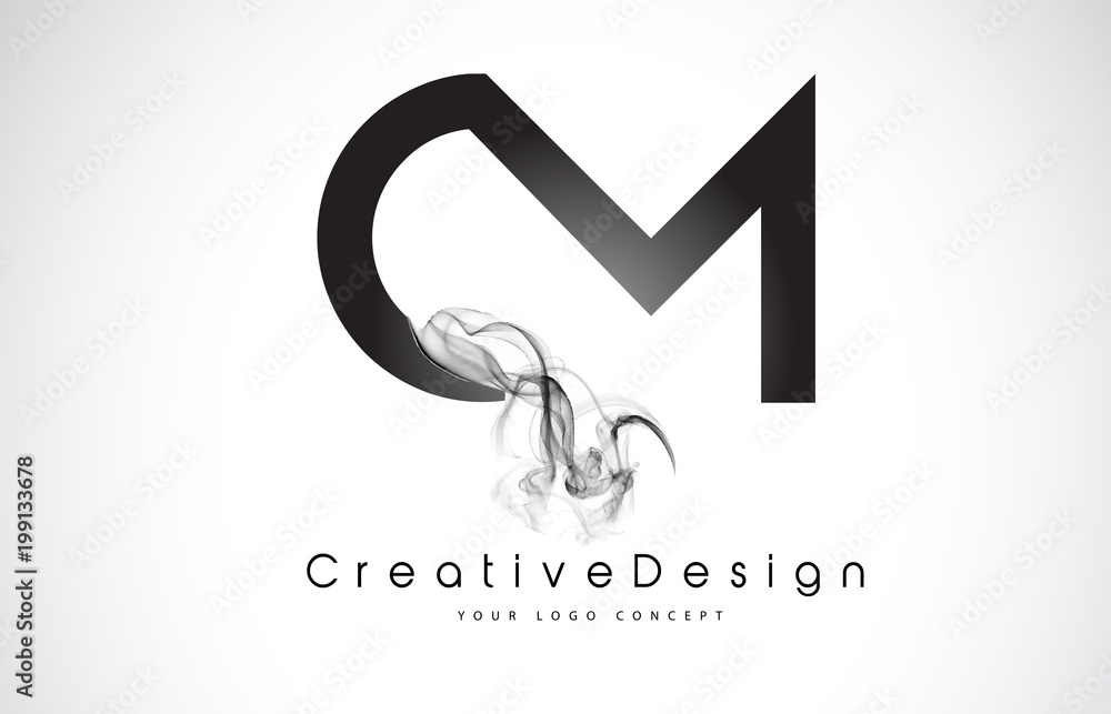 CM Letter Logo Design with Black Smoke. CM Letter Logo Design with Black Smoke.