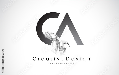 CA Letter Logo Design with Black Smoke.