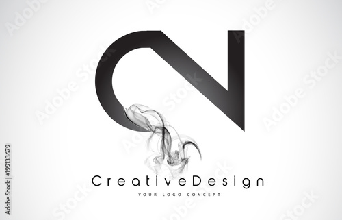CN Letter Logo Design with Black Smoke.