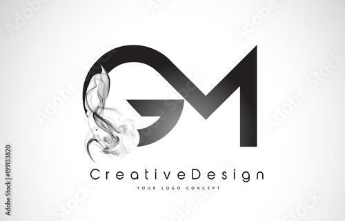 GM Letter Logo Design with Black Smoke.