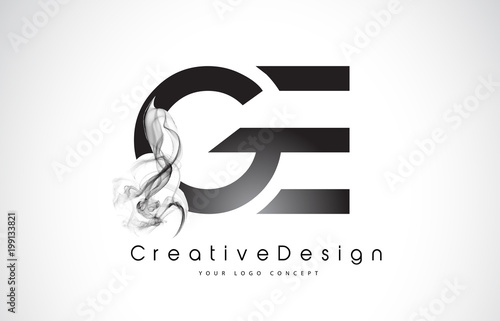GE Letter Logo Design with Black Smoke.