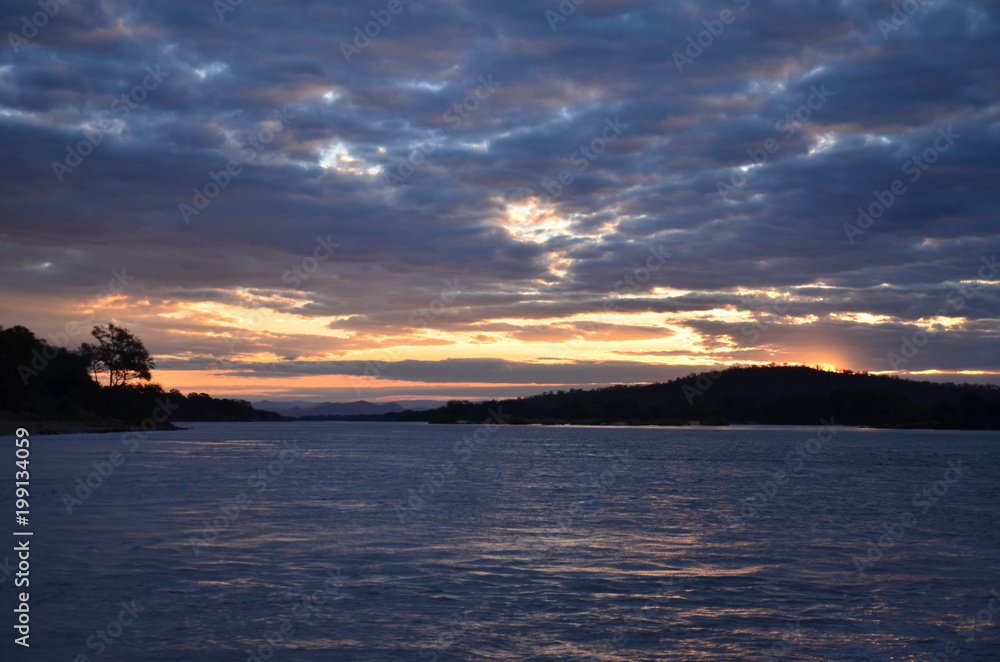 Naklejka premium The African sunrise. Zimbabwe