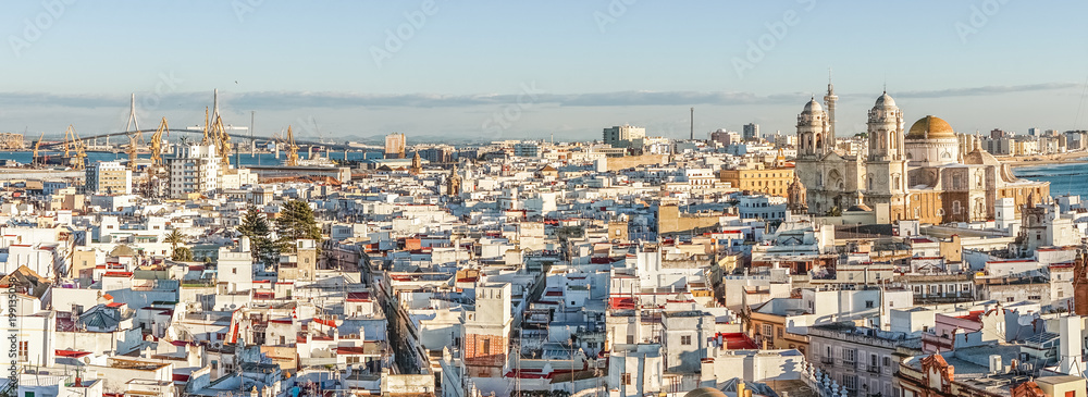 Cadiz panorama with famous Cathedral, Andalusia, Spain