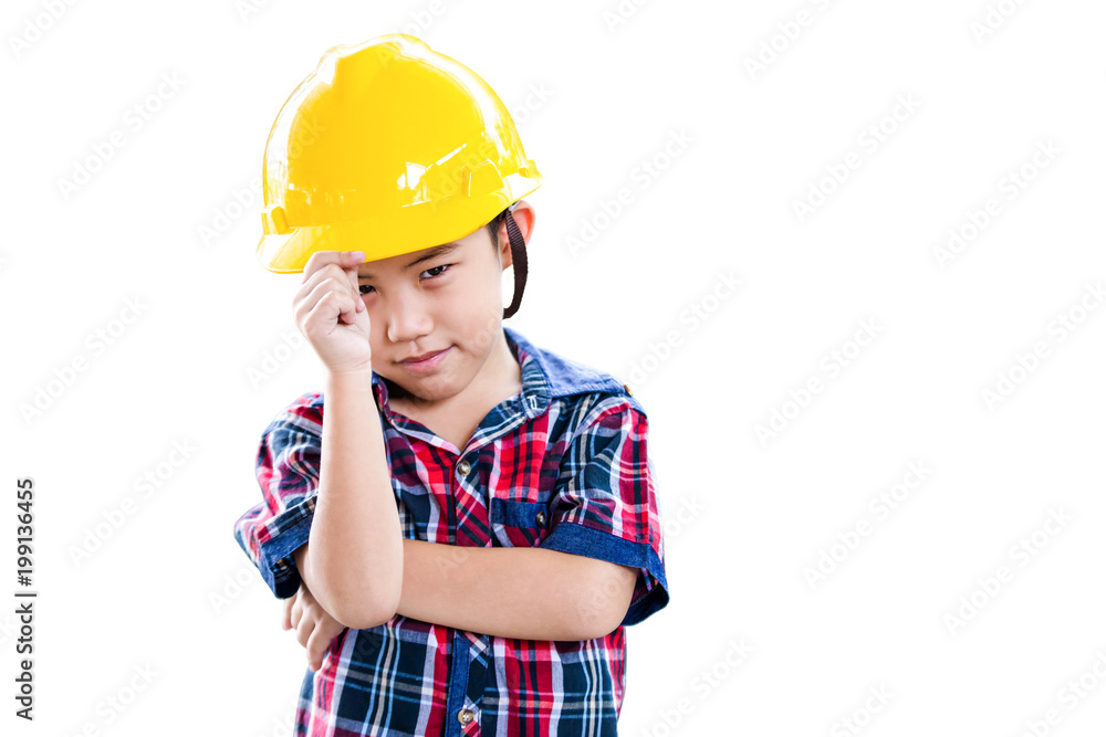 Little boy construction people concept isolated on white background