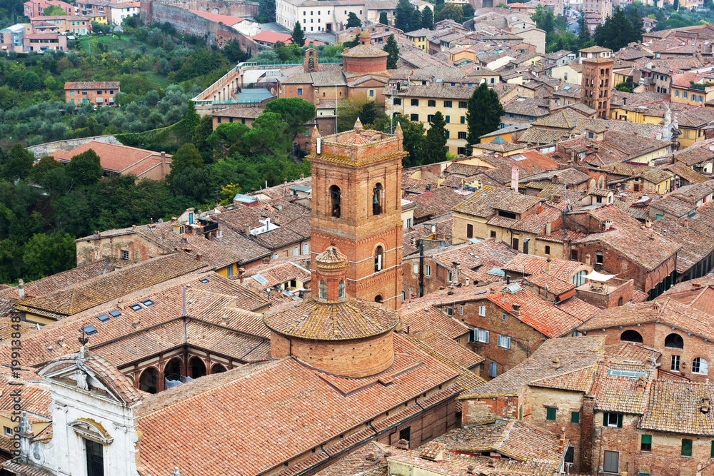 Ancient city of Siena, Tuscany, Italy. Top view