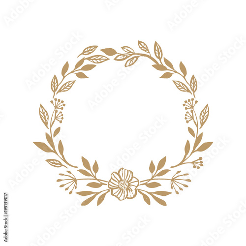 Floral rustic wreath for wedding invitation template design. Botanical hand drawn elements. Nature vector illustration.