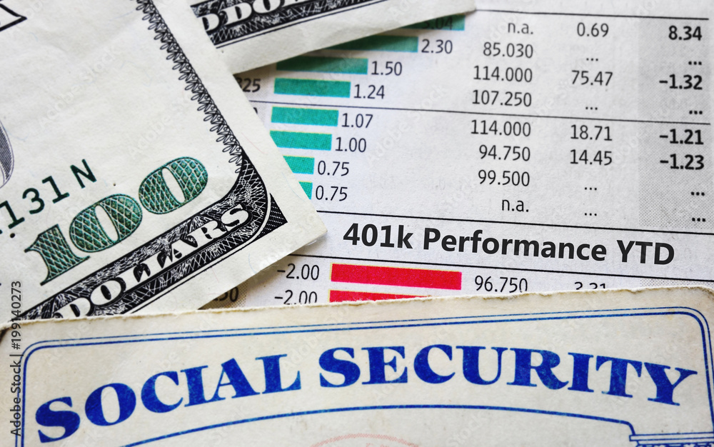 Obraz premium 401k charts and social security