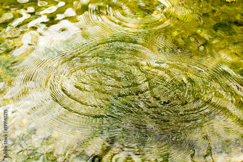 Circles on the smooth surface of the water on the river