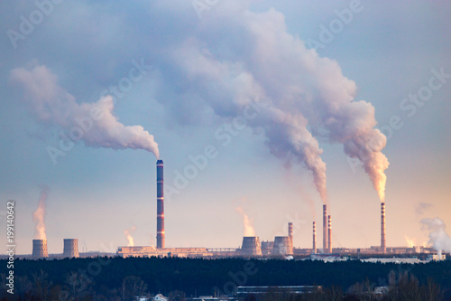 Smoke from the pipes in the factory