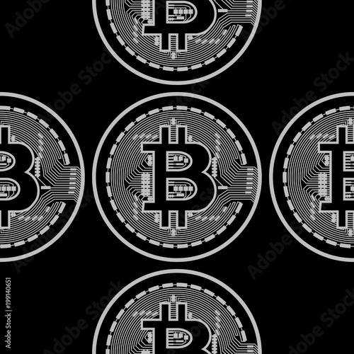 Vector seamless pattern with bitcoins.