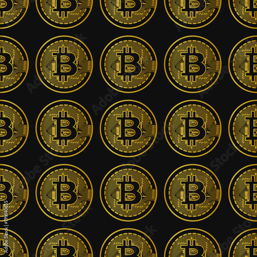 Vector seamless pattern with bitcoins.