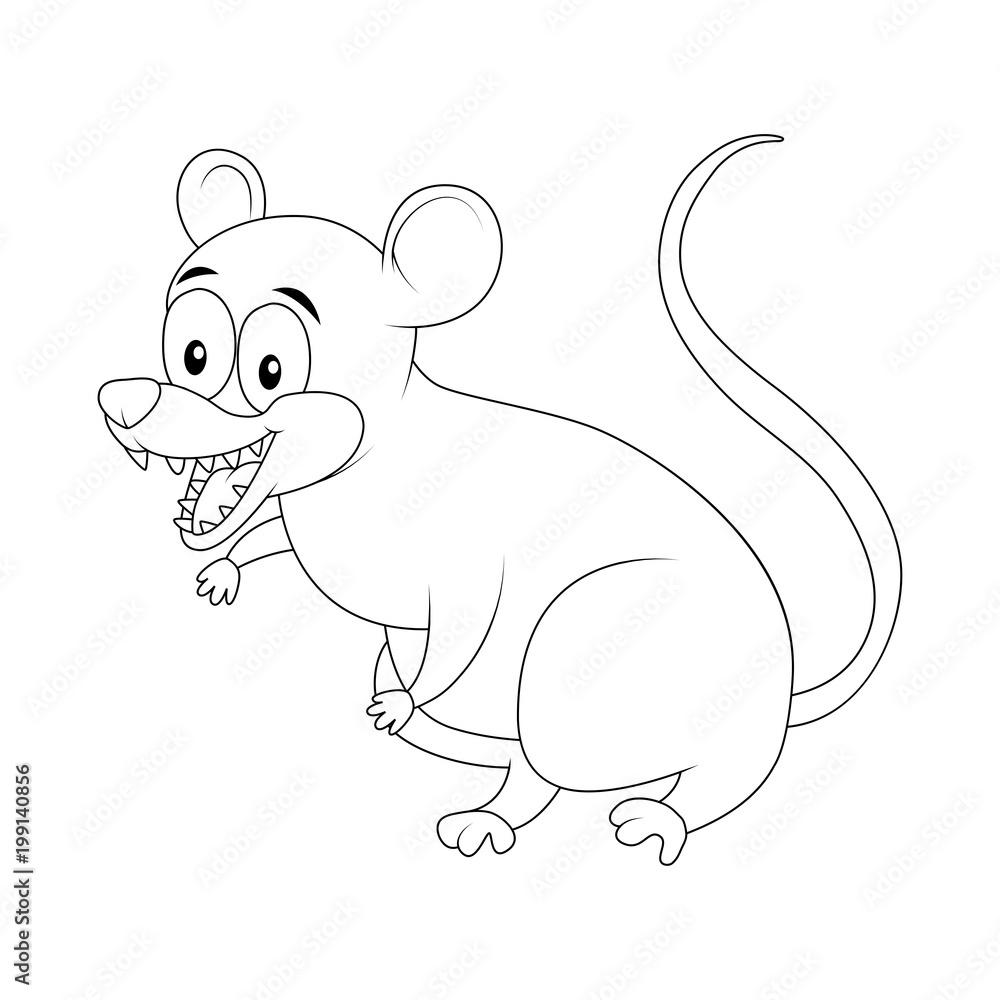 Fototapeta premium Cartoon opossum rodent outline isolated on white background