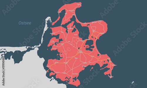 Karte der Insel Rügen mit Orten und Straßennetz