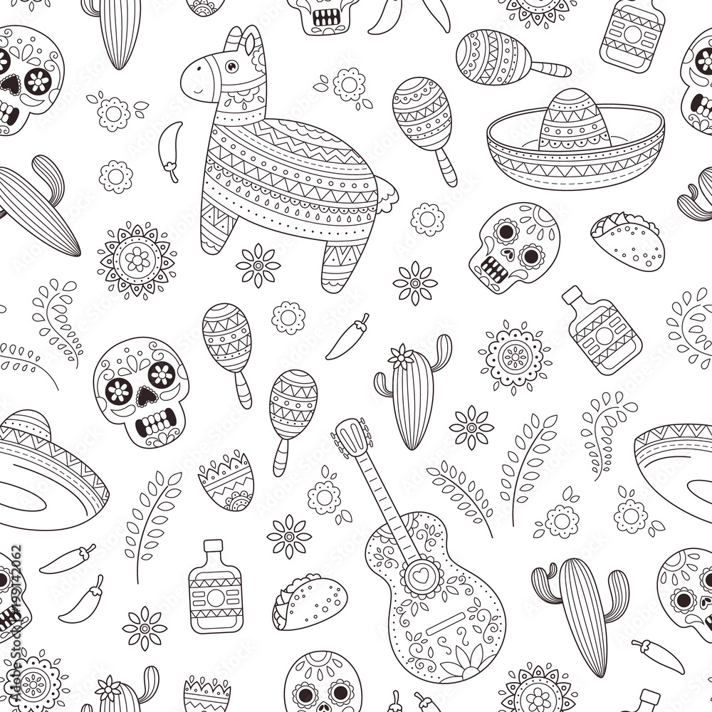 Cinco De Mayo Celebration In Mexico Cartoon Doodle Collection Objects 