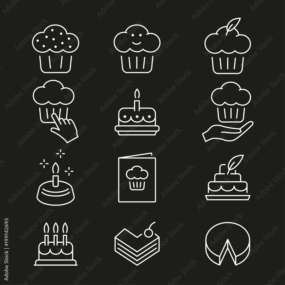 Cake line vector icon. Editable stroke.