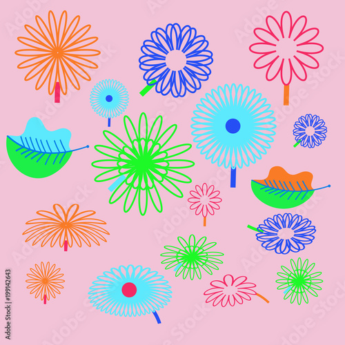 Pattern of floral motif  flowers  leaves  doodles.