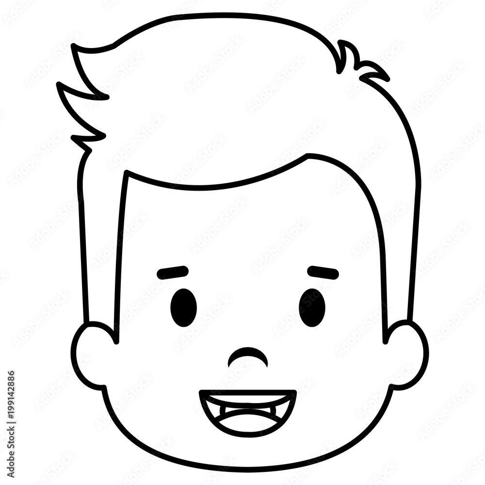 happy little boy head character vector illustration design