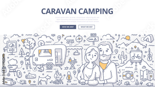 Caravan Camping Doodle Concept