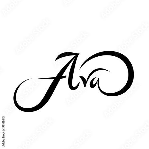 Personal name Ava. Vector handwritten calligraphy set. photo