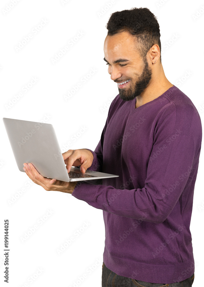 man holding a laptop man holding a laptop