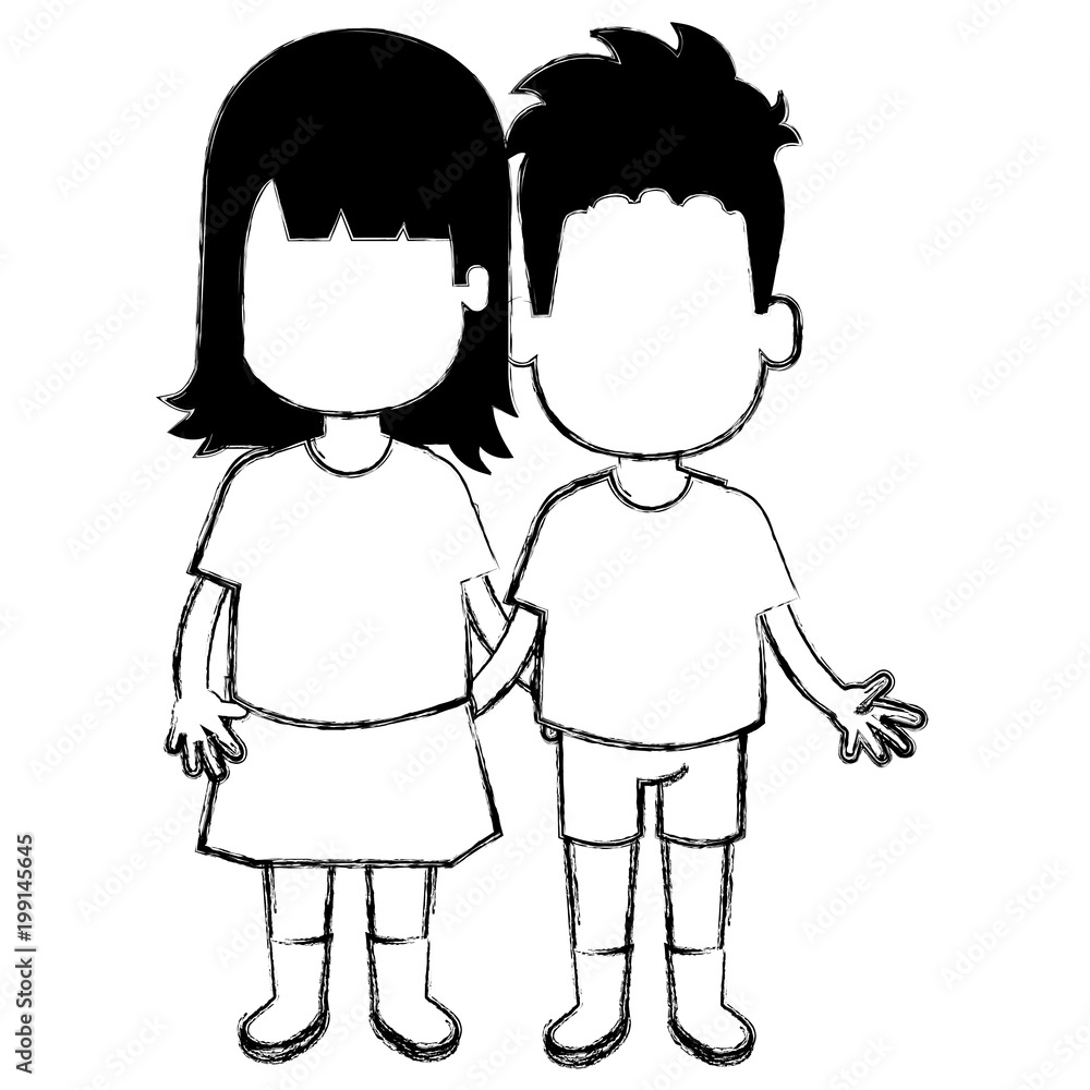 happy little couple characters vector illustration design happy little couple characters vector illustration design