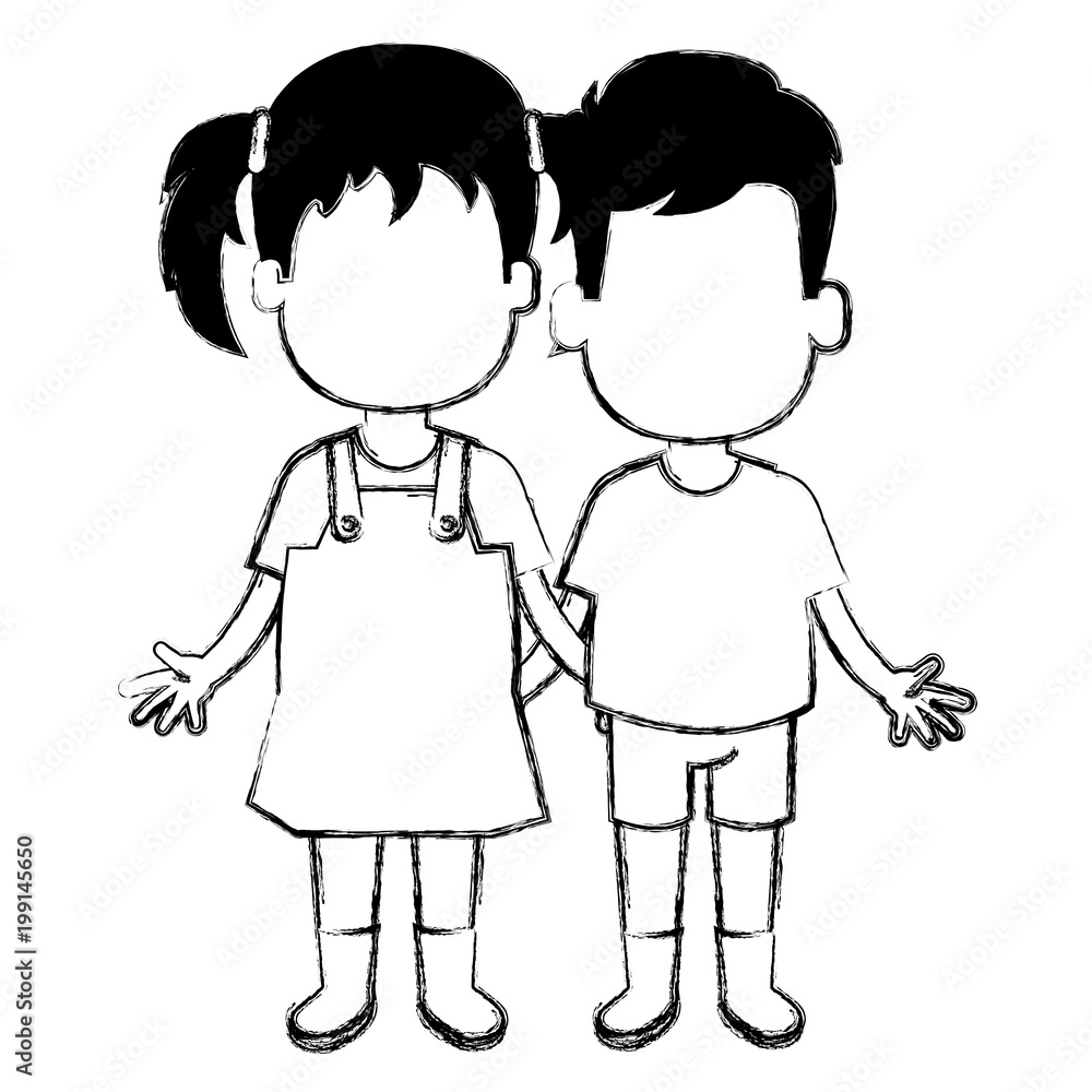 Fototapeta premium happy little couple characters vector illustration design